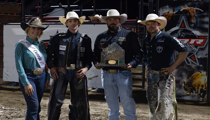 Dakota Buttar and Tyler Craig Tie For the Event Win at the PBR Canada Touring Pro Division’s Interior Provincial Exhibition Stampede in Armstrong, British Columbia